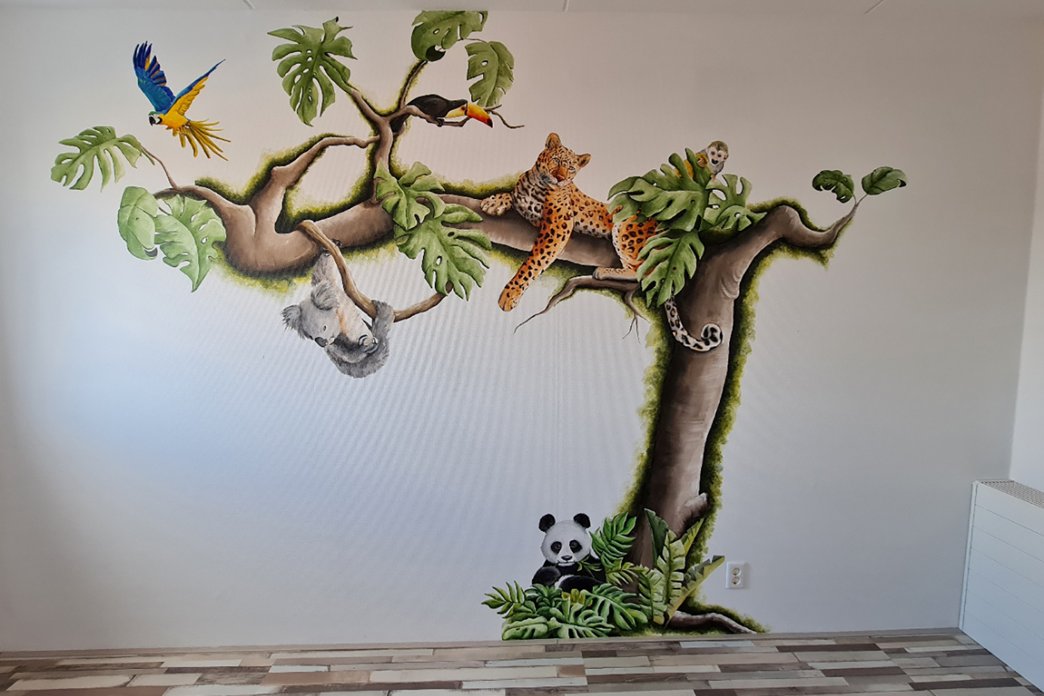 muurschildering jungle gorredijk