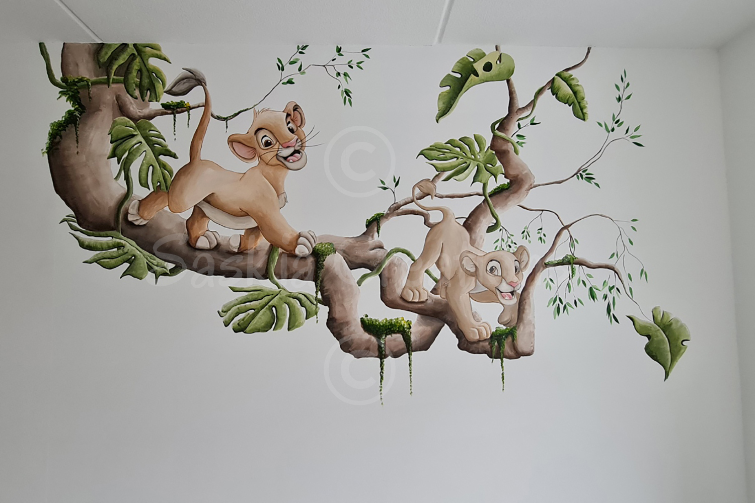 muurschildering lion king simba